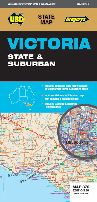 Road Map #370 - Victoria State &amp; Suburban | UBD Gregory's