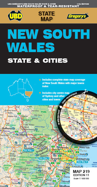 Road Map No. 219 - New South Wales State &amp; Cities | UBD Gregory's