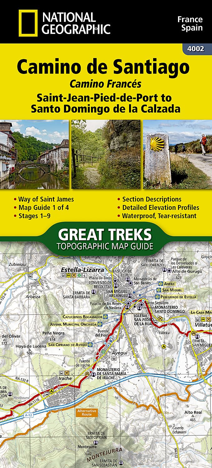 Carte de randonnée n° 4002 - Camino de Santiago 1 : Saint-Jean-Pied-de-Port to Santo Domingo de la Calzad | National Geographic