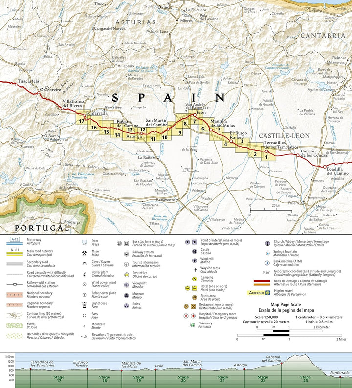 Carte de randonnée n° 4004 - Camino de Santiago 3 : Terradillos de los Templarios to Ponferrada | National Geographic