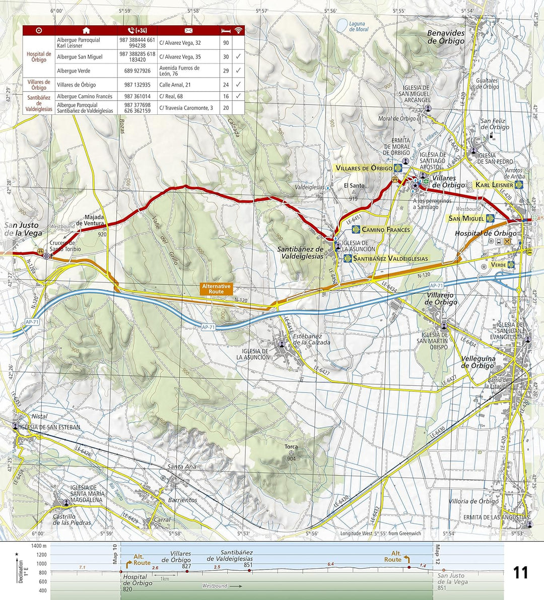 Carte de randonnée n° 4004 - Camino de Santiago 3 : Terradillos de los Templarios to Ponferrada | National Geographic