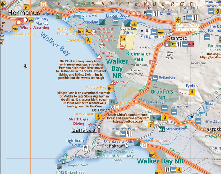 Carte touristique imperméable - Cape Town to Montagu (Afrique du Sud) | Tracks4Africa