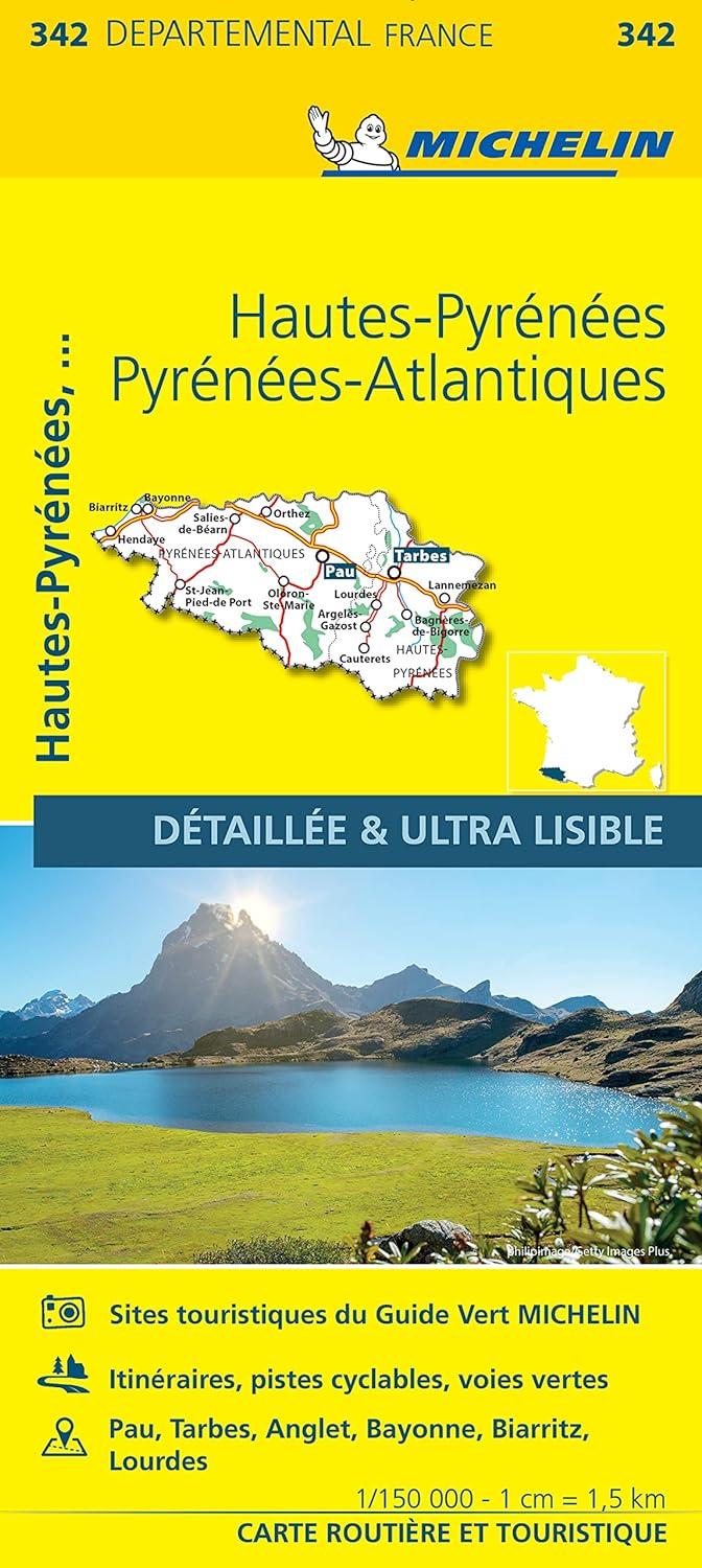 Departmental Map # 342 - Hautes - Pyrénées & Pyrénées - Atlantiques | Michelin (French)