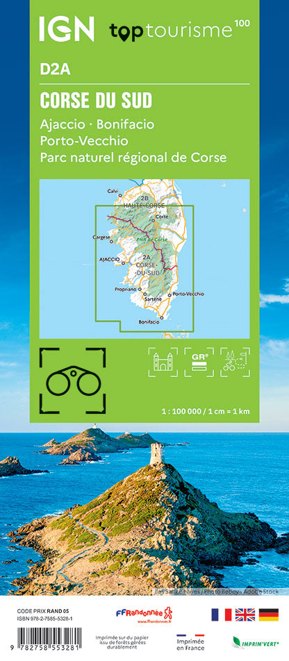 Carte touristique TOP100D2A - Corse-du-Sud | IGN