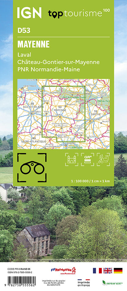 Tourist map TOP100D53 - Mayenne | IGN