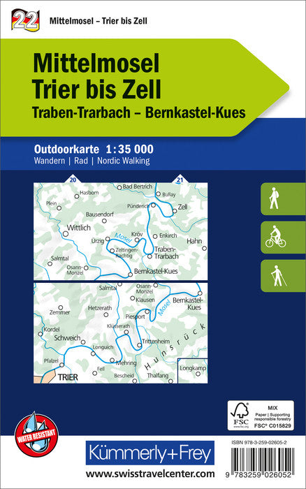 Carte de plein air n° WK.22 - Mittelmosel - Trier à Zell (Allemagne) | Kümmerly & Frey