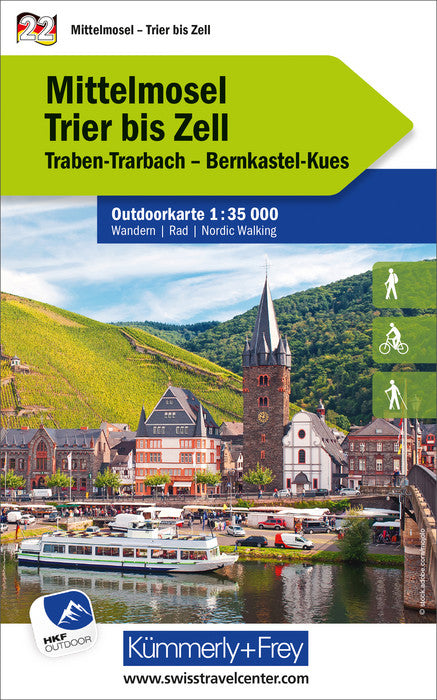 Carte de plein air n° WK.22 - Mittelmosel - Trier à Zell (Allemagne) | Kümmerly & Frey