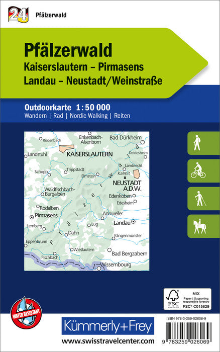 Outdoor map # WK.24 - Pfälzerwald (Germany) | Kümmerly & Frey
