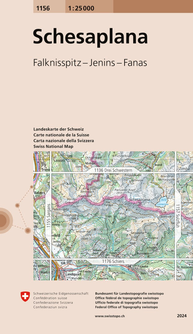Topographic map # 1156 - SCHAPLANA (Switzerland) | Swisstopo - 1/25 000