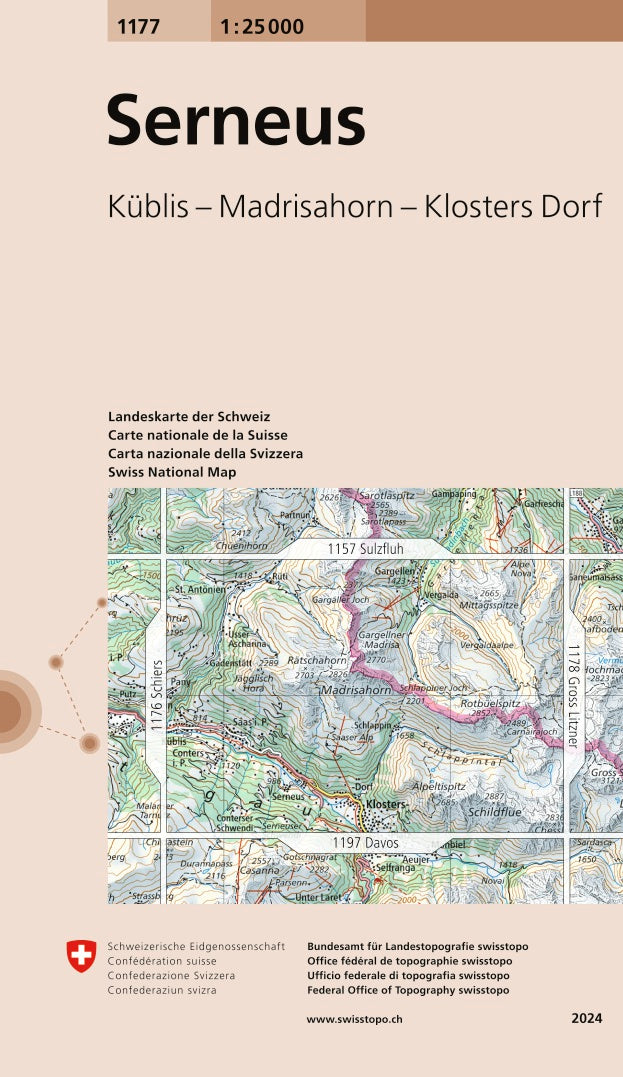Topographic map # 1177 - Serneus (Switzerland) | Swisstopo - 1/25 000