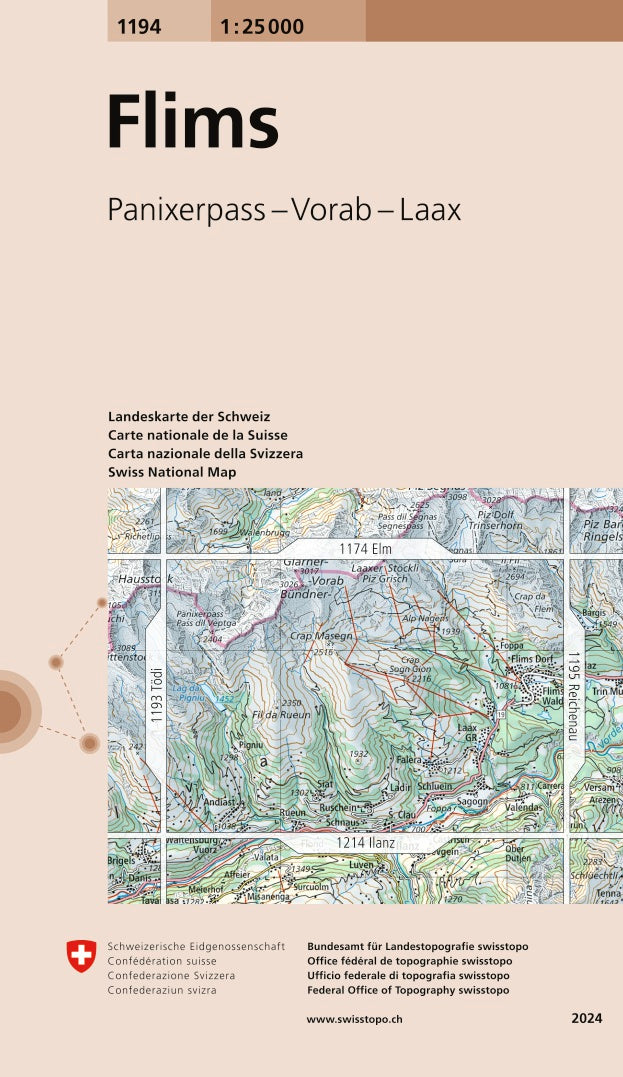 Topographic map # 1194 - FLIMS (Switzerland) | Swisstopo - 1/25 000