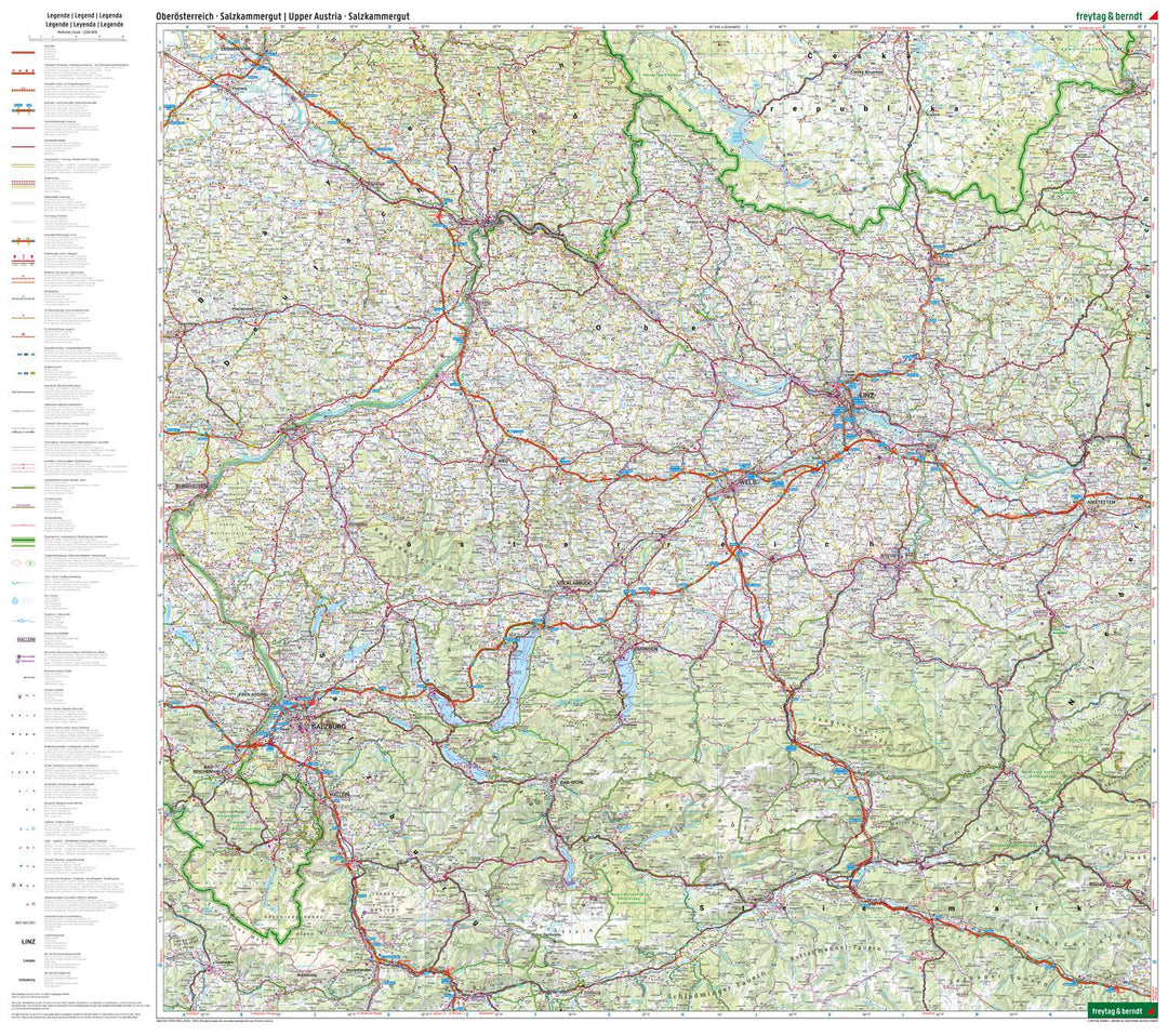 Austria Road Map No. 2 - Upper Austria, Salzkammergut | Freytag &amp; Berndt - 1/200,000