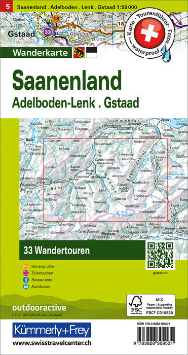 Carte de randonnée backcountry n° HKF.WK.05 - Saanenland, Adelboden-Lenk (Suisse) | Hallwag