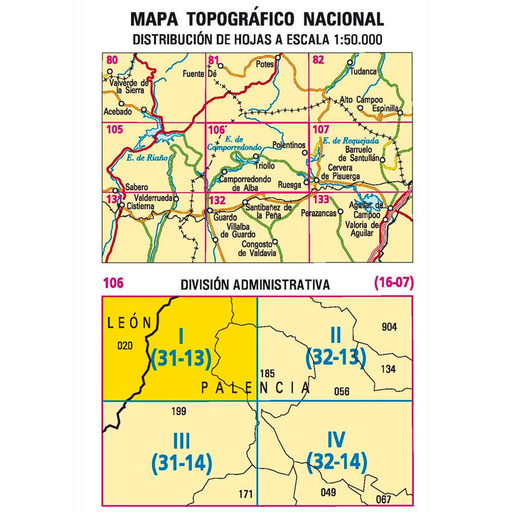 Carte topographique de l'Espagne n° 0106.1 - Valverde de la Sierra | CNIG - 1/25 000