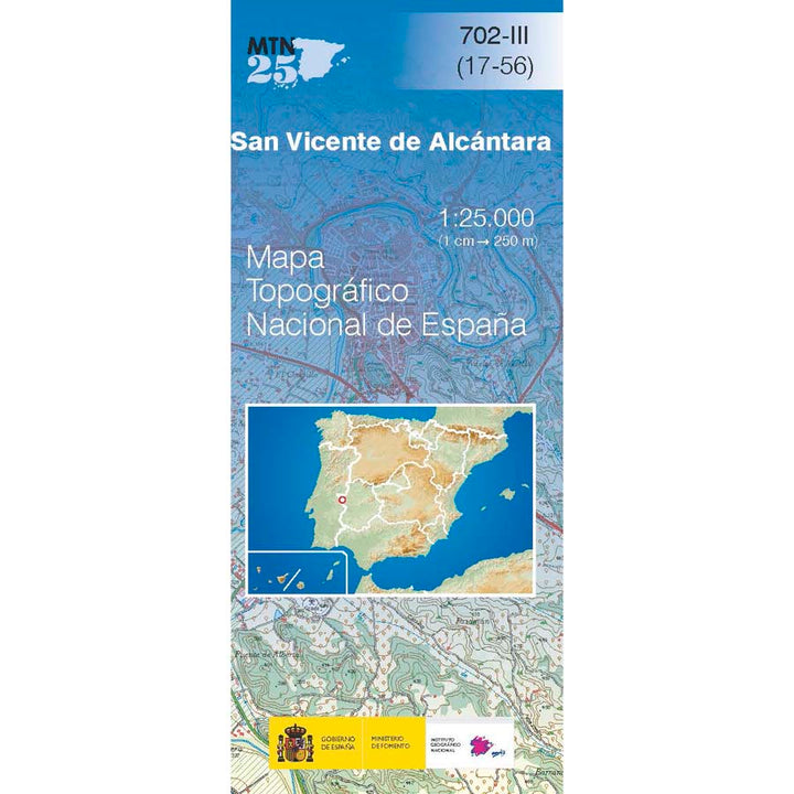 Carte topographique de l'Espagne n° 0702.3 - San Vicente de Alcántara | CNIG - 1/25 000