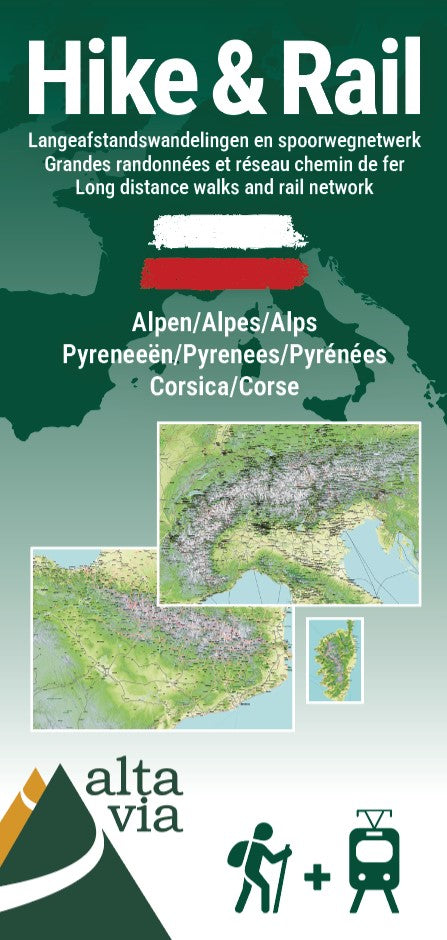 Hike and Rail Map - Alps, Pyrenees, Corsica | Alta Via