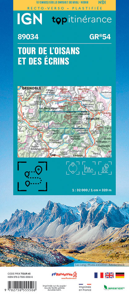 Plastic map - Tour of Oisans and Ecrins (GR54) | IGN