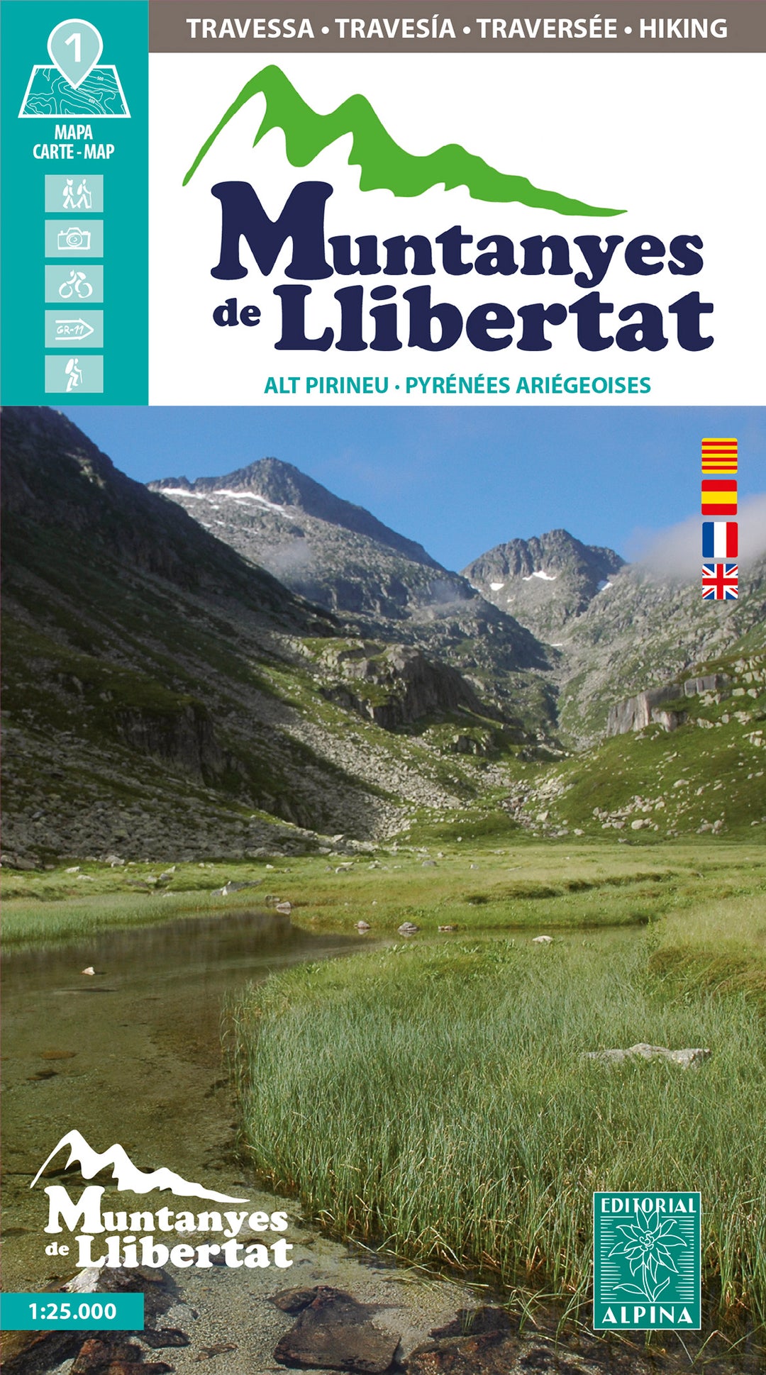 Carte de randonnée - Muntanyes de Llibertat guide + carte Alt Pirineu (Pyrénées, Ariège) | Alpina