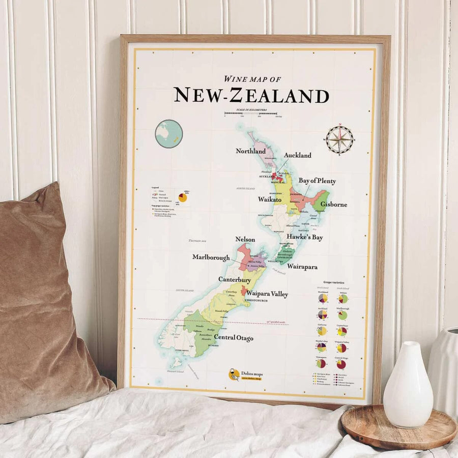 Affiche - Carte des vins de la Nouvelle-Zélande - 50 x 70 cm carte murale petit tube La carte des vins 