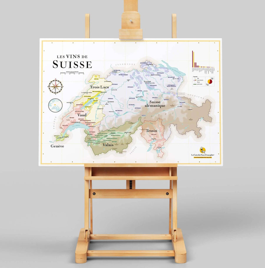 Affiche - Carte des vins de la Suisse - 50 x 70 cm carte murale petit tube La carte des vins 