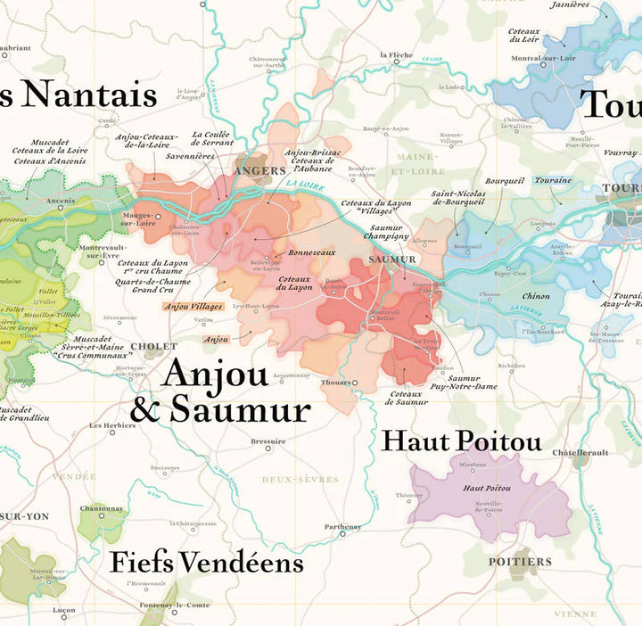 Affiche - Carte des vins du Val de Loire - 50 x 70 cm carte murale petit tube La carte des vins 