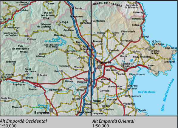 Lot de 2 cartes topographiques - Alt Empordà, Aiguemolls Emporda, Cap de Creus, Albera (Catalogne) | Alpina