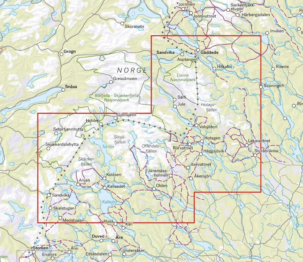 Carte de montagne - Gäddede, Hotagsfjällen & Skäckerfjällen (Suède) | Calazo - 1/100 000 carte pliée Calazo 