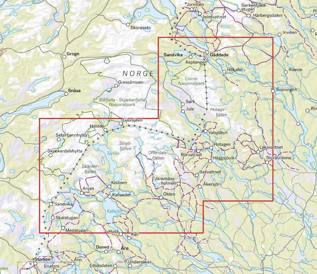 Carte de montagne - Gäddede, Hotagsfjällen & Skäckerfjällen (Suède) | Calazo - 1/100 000 carte pliée Calazo 