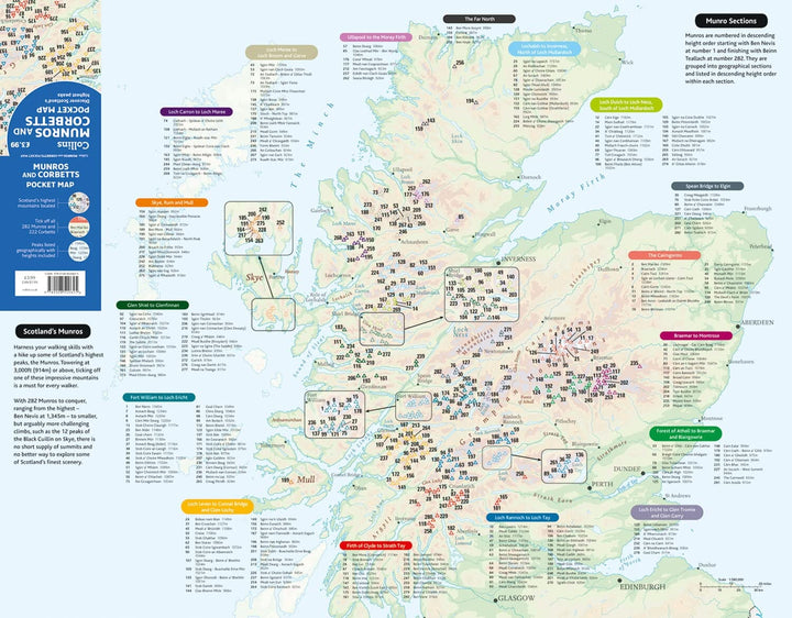 Carte de poche - Munros & Corbetts (Écosse) | Collins carte pliée Collins 