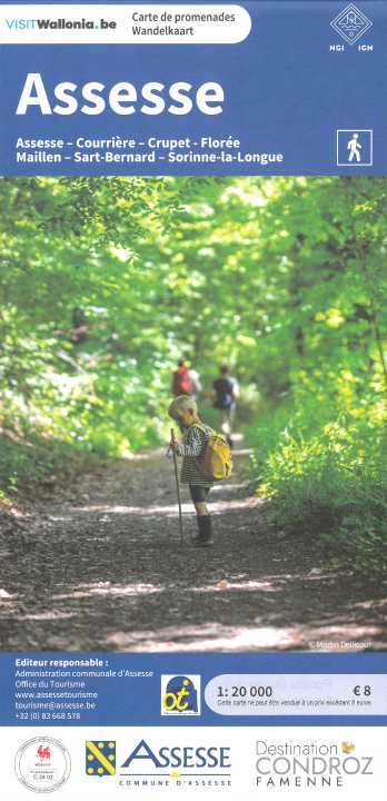 Carte de promenades - Assesse (Belgique) | NGI carte pliée IGN Belgique 