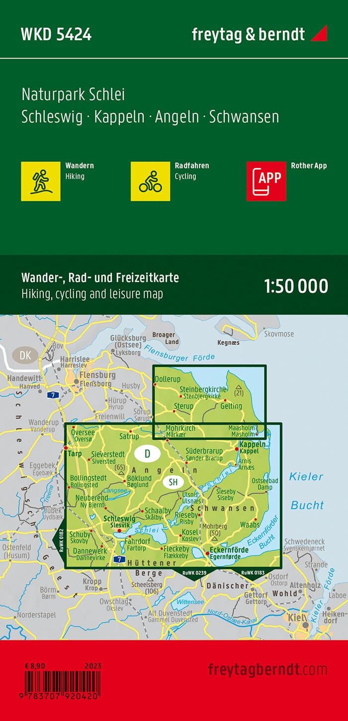 Carte de randonnée et cycliste n° WKD5424 - Schlei, Schleswig, Kappeln | Freytag & Berndt carte pliée Freytag & Berndt 