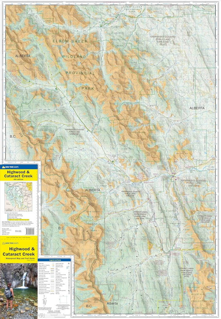 Carte de randonnée - Highwood & Cataract Creek, South Kananaskis Country (Alberta, Colombie Bitannique) | Gem Trek carte pliée Gem Trek Publishing 