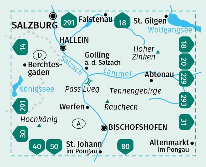 Carte de randonnée n° 015 - Massif de Tennen, Hochkönig (Autriche) | Kompass carte pliée Kompass 