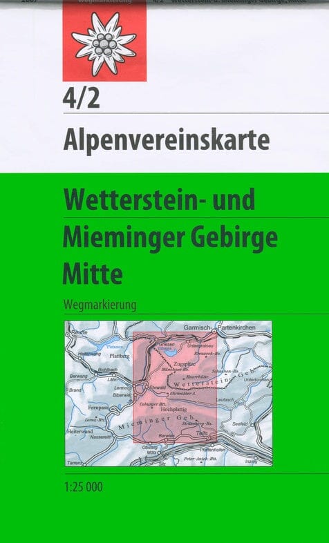 Carte de randonnée n° 04/2 - Wetterstein- und Mieminger Gebirge Centre (Alpes autrichiennes) | Alpenverein carte pliée Alpenverein 