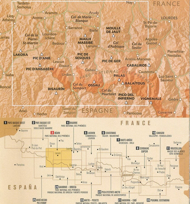 Carte de randonnée n° 3 - Béarn (Pyrénées) | Rando Editions carte pliée Rando Editions 