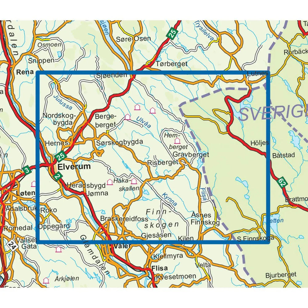 Carte de randonnée n° 3034 - Finnskogen Nord (Norvège) | Nordeca - série 3000 carte pliée Nordeca 