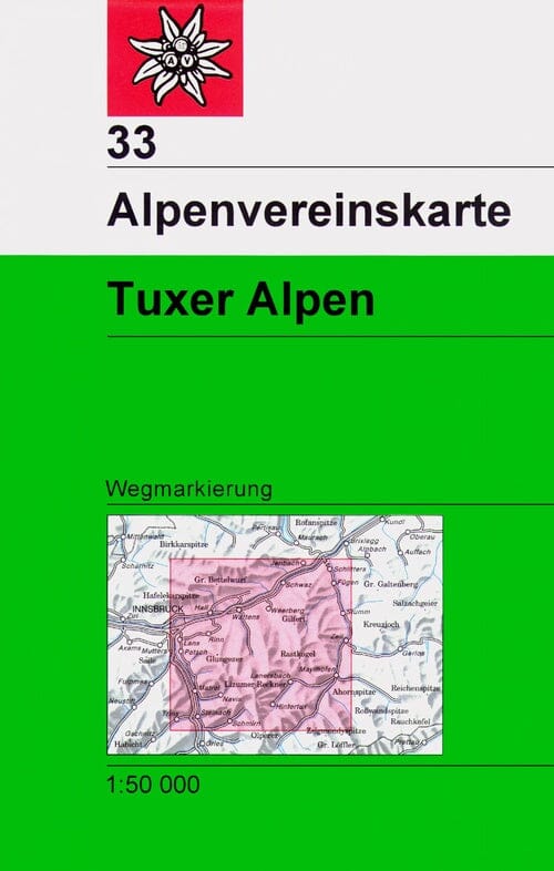 Carte de randonnée n° 33 - Tuxer Alpen (Alpes autrichiennes) | Alpenverein carte pliée Alpenverein 