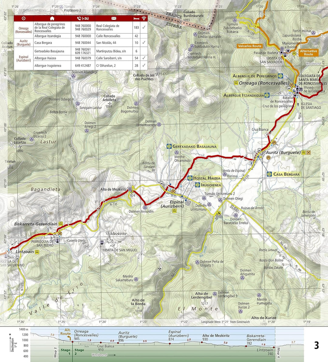 Carte de randonnée n° 4002 - Camino de Santiago 1 : Saint-Jean-Pied-de-Port to Santo Domingo de la Calzad | National Geographic carte pliée National Geographic 