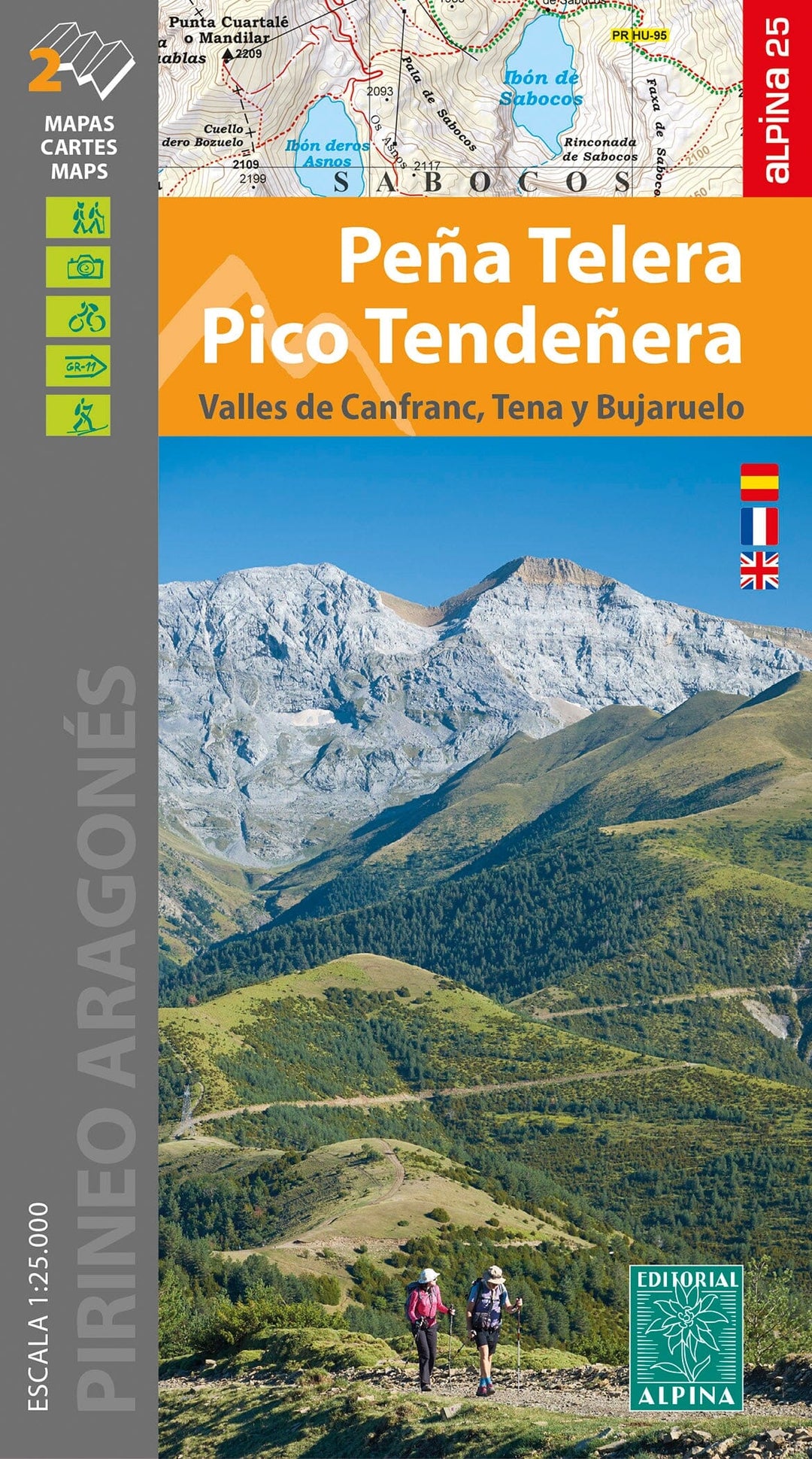 Carte de randonnée - Peña Telera, Pico Tendeñera (Pyrénées aragonaises) | Alpina carte pliée Editorial Alpina 