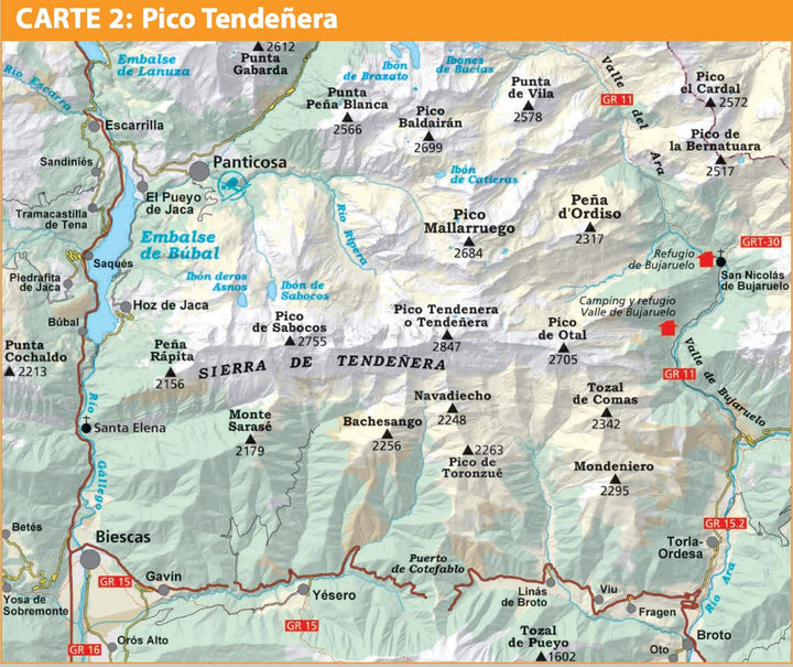 Carte de randonnée - Peña Telera, Pico Tendeñera (Pyrénées aragonaises) | Alpina carte pliée Editorial Alpina 