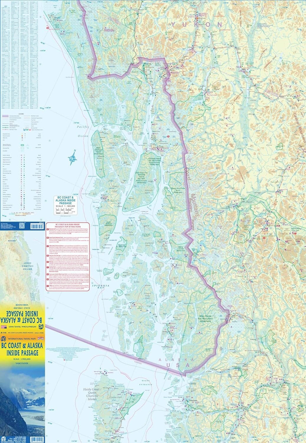 Carte de voyage - Côte entre Seattle et Anchorage (Alaska) | ITM carte pliée ITM 