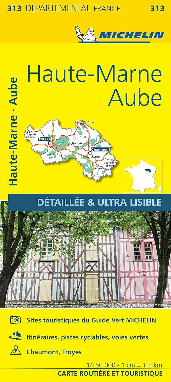 Carte départementale n° 313 - Aube & Haute-Marne | Michelin carte pliée Michelin 