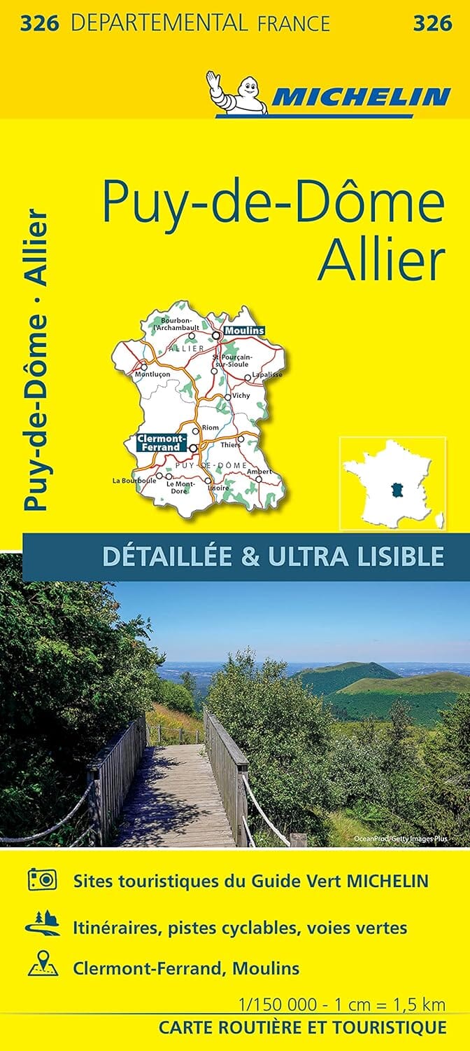 Carte départementale n° 326 - Allier & Puy-de-Dôme | Michelin carte pliée Michelin 