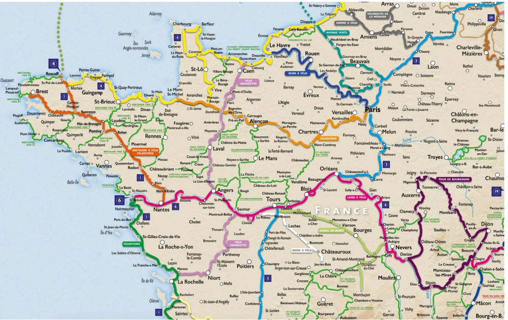 Carte des véloroutes et voies vertes en Europe carte pliée Sodis 