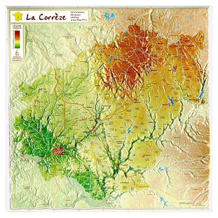 Carte en relief petit format - Corrèze - 32 X 31,6 cm carte relief petit format Reliefs Editions 