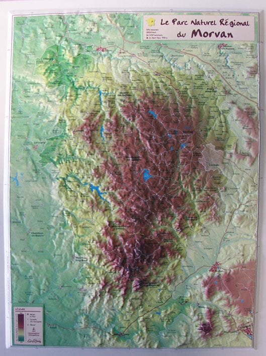 Carte en relief petit format - Parc naturel régional du Morvan - 42,6 X 31,7 cm carte relief petit format Reliefs Editions 