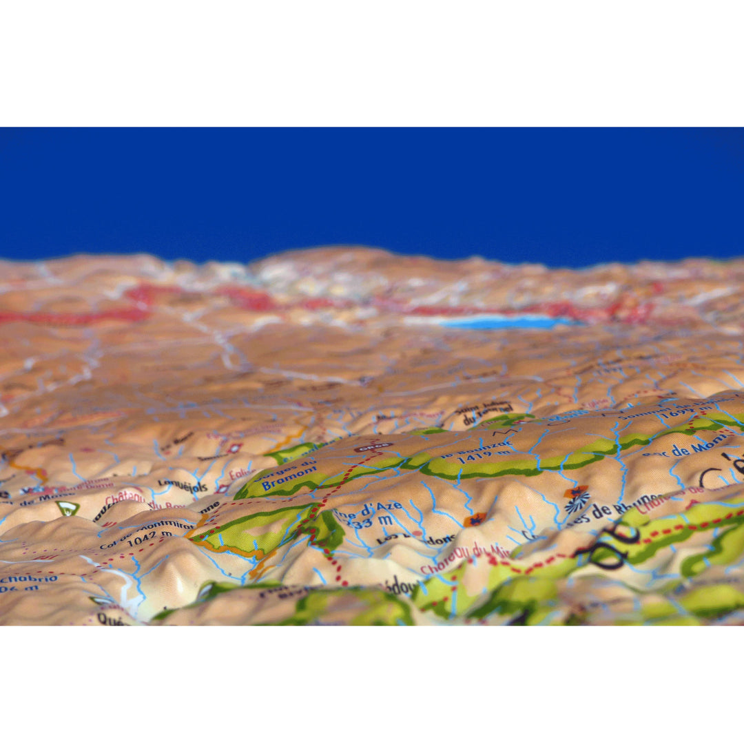 Carte murale en relief - Lozère - 61 cm x 41 cm | 3D Map carte relief 3D Map 