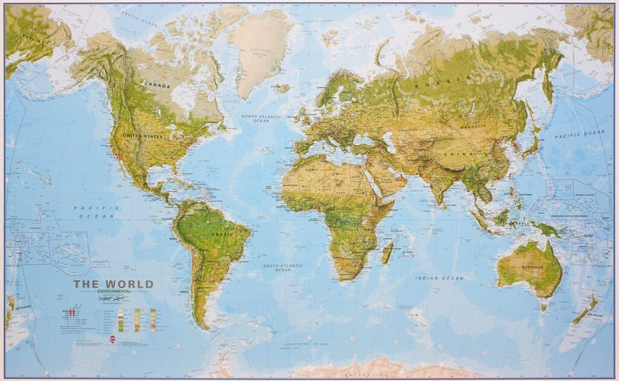 Carte murale géante (en anglais) - Monde environnemental - 1/20M (198 x 123 cm) | Maps International carte murale grand tube Maps International 