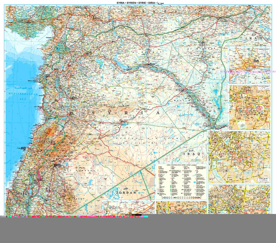 Carte murale plastifiée - Syrie & Liban (géographique) - 100 x 87 cm | Gizi Map carte murale hors dimensions Gizi Map 