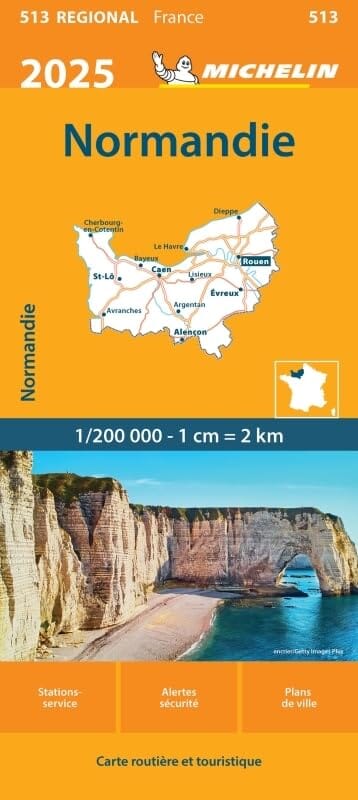 Carte régionale n° 513 - Normandie 2025 | Michelin carte pliée Michelin 